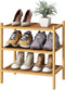 kiplant Small Shoe Rack, Bamboo Wood Shoe Rack for Entryway, Stackable | Foldable