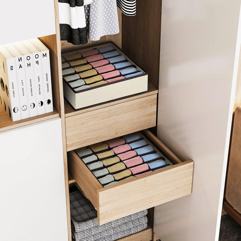 Joyoldelf Drawer Organizer Divider, 2 Packs, 24 Cell Collapsible Closet Organizer for Storing Socks, Bra, Ties