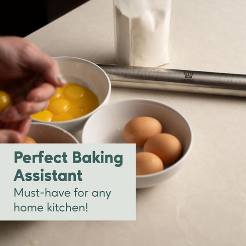 Ultra Cuisine French Rolling Pin for Baking – Tapered Stainless Steel Design with Measurements for Professional or Home