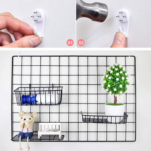 GBYAN 2 Pack Wire Wall Grid Panels with Lights and Clips, Large Photo Board for Home, Office Room Decoration