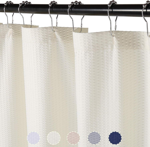 CAROMIO Soft Microfiber Fabric Shower Curtain or Liner for Bathroom, Decorative Embossed