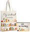 Sieral 2 Pcs Book Lovers Gifts Bookshelf Tote Bag Makeup Reading Canvas Bag