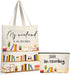 Sieral 2 Pcs Book Lovers Gifts Bookshelf Tote Bag Makeup Reading Canvas Bag