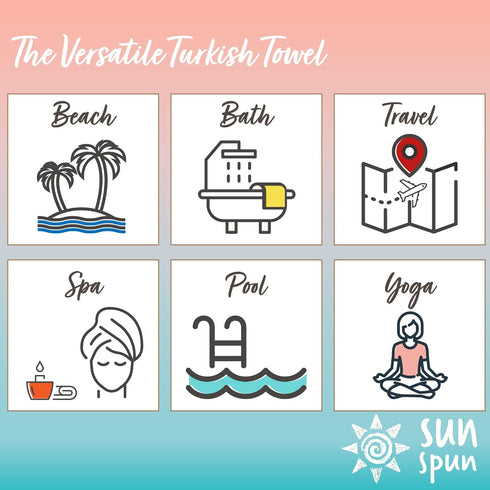 39x63in SUNSPUN LINENS Turkish Beach Towel, Extra Large Quick Dry Cotton Oversized Turkish Bath Towel & Blanket