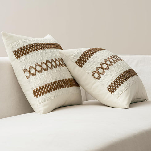 Set 2 20x20 Inch MIULEE of Coco Brown Boho Decorative Pillow Covers Farmhouse Rustic Couch Throw Pillows Modern Spring