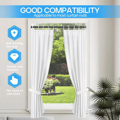 Tension Curtain Rod, Adjustable Spring Curtain Rod, Non Slip for Windows 28 to 48 Inch