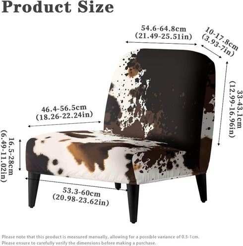 Generic Armless Armless Armless Stretch Chair Slipcovers Cow Print Accent Chair Covers Removable Non-Slip Couch Cover