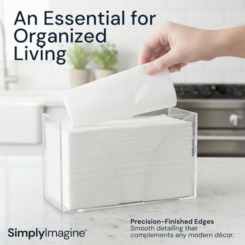 Countertop 10.75" 6.5" SimplyImagine Acrylic Paper Towel Dispenser - Open Tray Hand Towel Holder for Multifold, C-Fold