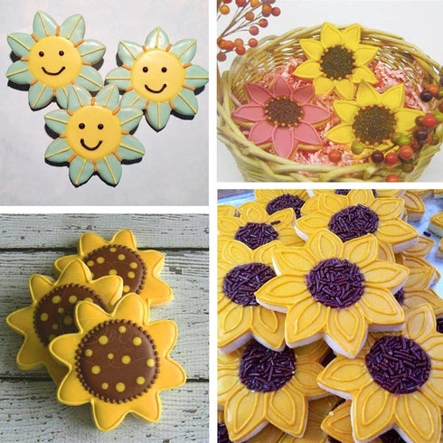 Sunflower Cookie Cutter Set - 3 Piece (3.8", 3.1", 2.6") for You Are My Sunshine Baby Shower Birthday Decorations