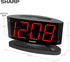 Sharp Home LED Digital Alarm Clock - Midnight Black with Red LED, Big Green Digit Display, Swivel Base, Outlet Powered