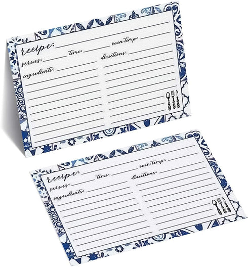 Recipe Cards 4" X 6" Double-Sided Premium Thick Card Stock - Great Gift for Amateurs or Experienced Chefs (Pack of 50)