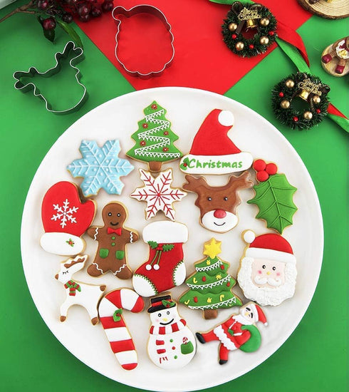 Christmas Cookie Cutters Set of 9, Stainless Steel Shapes including Star, Tree, Angel, Bell & More
