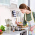 Kitchen Utensils Set of 12, Silicone Cooking Utensils with Wooden Handle and Organizer Bucket, Heat Resistant (Cream