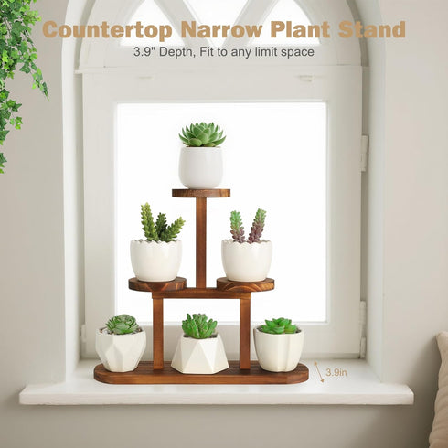 3 Desktop,Countertop,Window,Kitchen,Office Tier Wood Table Top Plant Stand,Small Windowsill Plant Shelf Desk Succulent