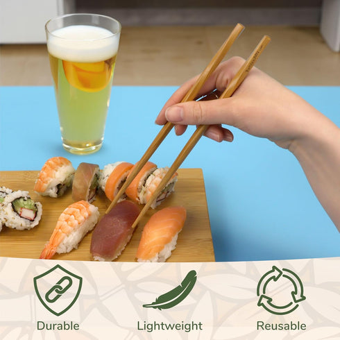 BambooMN Premium Reusable Japanese Bamboo Chopsticks - Twisted 9 inch - 6 Pairs