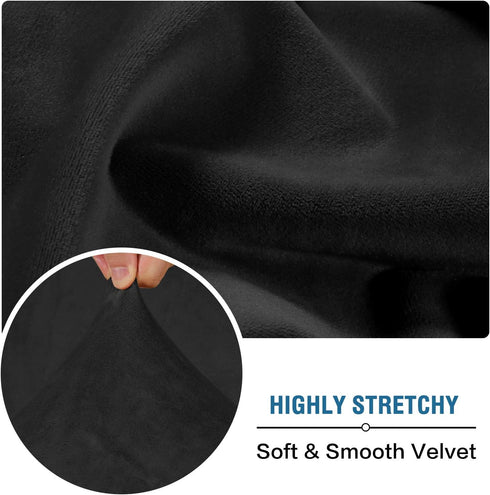H.VERSAILTEX Velvet Stretch Couch Cushion Cover, Plush Slipcover for Chair Cushion, Sofa Cover - Black