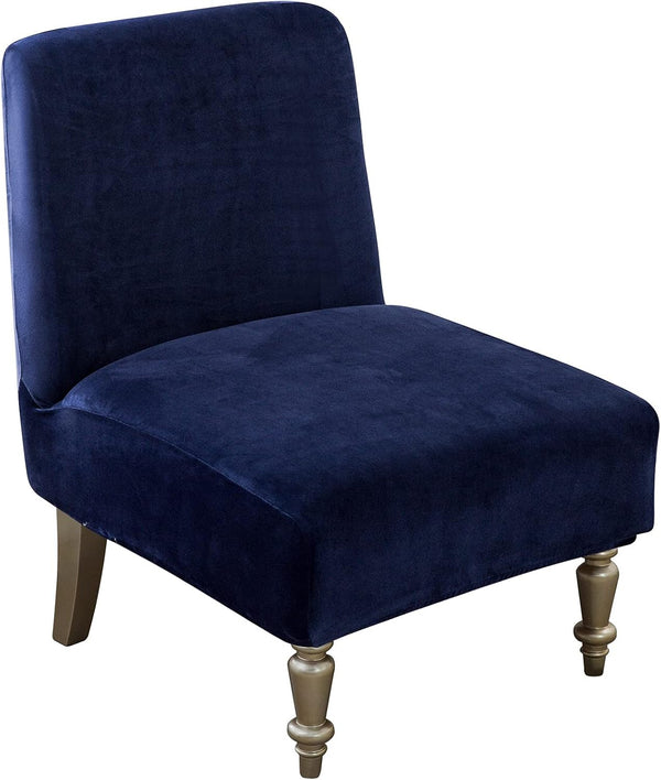Leorate Armless Accent Slipper Chair Covers,Stretch Armless Chair Slipcover Removable Velvet Fabric