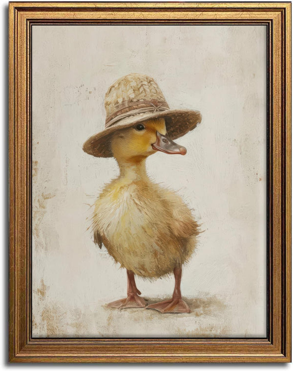 Aroutde Vintage Farm Duck Printing Canvas Wall Art Rustic Farmhouse Nursery Duck Poster