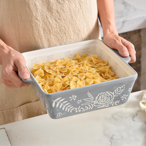 Wisenvoy 8x8 Baking Dish, Hand-Painted Casserole Pan for Oven, Brownie & Lasagna Dish