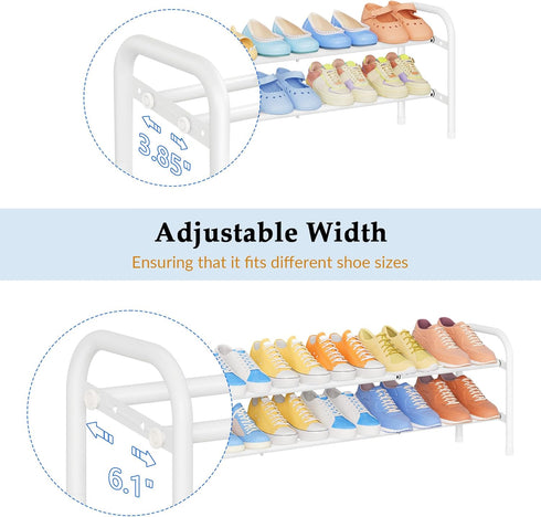 2 Tier,41.53'' Closet, 12 Gewudraw Shoe Rack Adjustable Metal Shoe Organizer for Bedroom, Entryway,Holds Up to Pairs