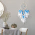 KHOYIME LED Light Up Dream Catcher Half Circle Moon Decor with Lights, Handmade Feather Dreamcatchers for Bedroom (Blue)