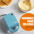 Tasty Mini Nonstick Waffle Maker, Perfect for Individual Waffles, Hash Browns, Brownies and more, Quick Results, Easy Clean Up, 600W, Blue by Tasty