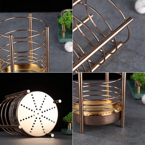 Copper Kitchen Utensil Holder, Stainless Steel Crocks with Titanium Coating, Easy Cleaning Utensil Storage Caddy