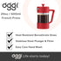 Oggi Borosilicate Glass French Press Coffee Maker (20oz), 5 Cup Capacity, Red with Stainless Steel Lid & Plunger