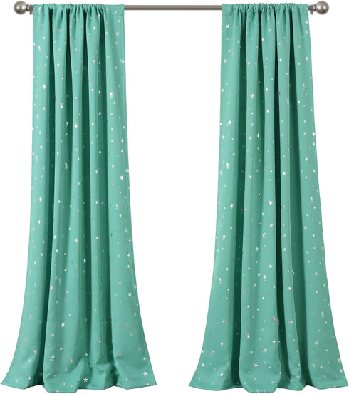 52" 84" Lush Decor Star Blackout Window Curtain Panels Pair W x L Turquoise - Blackout Curtains for Bedroom - Blue