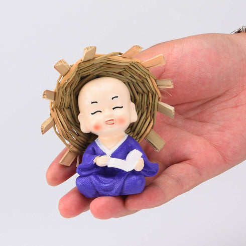 Brass Statu BRABUD Resin Smile Monk - Holding Chinese Zither, Chess Book, Paintbrush Statues for Home Decor