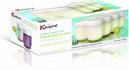 Euro Cuisine YM80 Set 8 Yogurt Maker,White & Glass Jars for Yogurt Maker