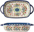 Vintage Style Ceramic Bakeware Casserole Dish with Tulip Flower Pattern, 22 OZ for Oven