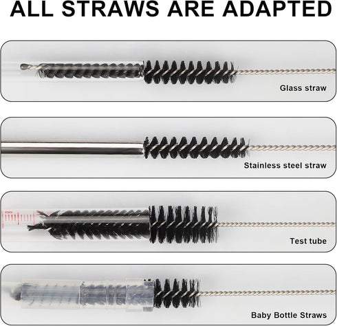 Straw Cleaner Brushes Set, 12 Pieces 8.2 Inch Bottle Cleaning Brush Kit for Sippy Cups and Tumblers