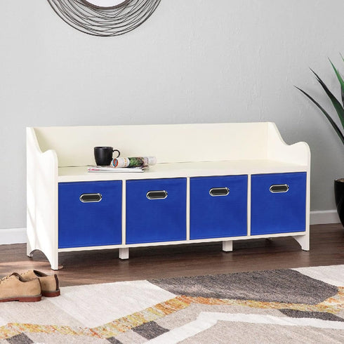 Set of 6 Dark Blue Fabric Cloth Storage Bins, Foldable Cube Baskets with Dual Handles for Home Bedroom Storage
