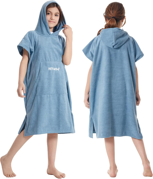 Hiturbo Kids Changing Towel Poncho: Quick Dry Absorbent Bath Towels Hoodie -