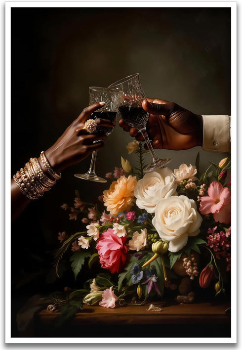 RIJDOJLK Black Couple Canvas Wall Art African American Man and Woman Poster Black