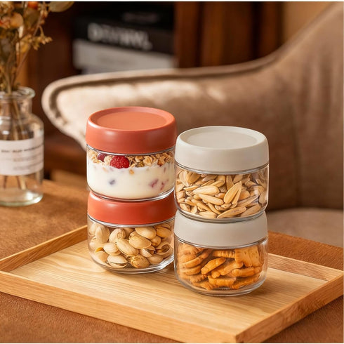 8 Pack 10 Oz Cididu Overnight Oats Container with Lids, Clear Glass Yogurt Storage Jar, Leak Proof Empty Glass Candy