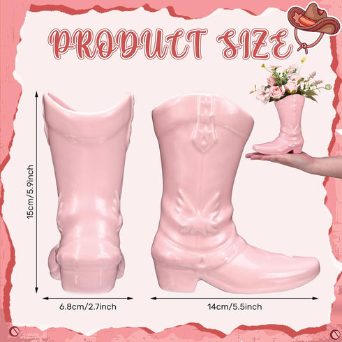 5.9 Inch Country CroBlissful Cowgirl Boot Vase for Book Shelf Ceramic Cowboy Decoration Arrangements Nice Western