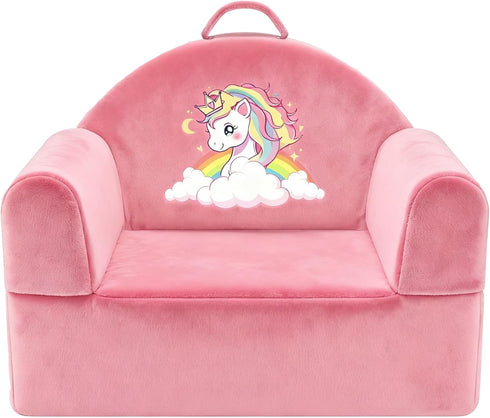 Cozy Kids Sofa Chair with Removable Washable Cover & Magic-Tape Backrest Toddler Chair, Crystal Velvet Furniture
