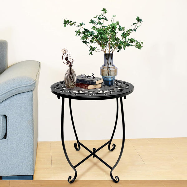 Fashion&cool Patio Side Tables, 14 Inch Weather Resistant Metal Outdoor Side Table for