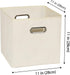 Yunkeeeper storage bins Cubes, Fabric Cube Organizer with Handle, Foldable Cube Bins for Cloth or Accessary Storage, 11x11x11, Set of 3, (Creamy White)