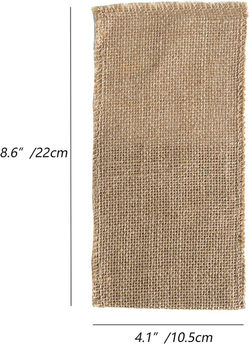 Alnicov Natural Burlap Lace Utensil Cutlery Holders Pouch, Jute Napkin Holders for Vintage Wedding Party Tableware