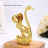 6pcs Coffee Spoon Set, Stainless Steel Mini Dessert Teaspoons with Swan Base Holder, Gold