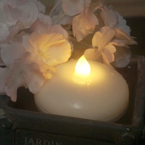 Qidol 4 Pack Waterproof Flameless Floating Candle Battery Operated Flickering Electric Led Light with Timer, Warm White