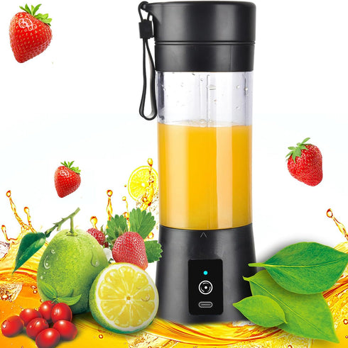 Portable Blender Bottles, Personal Mini Blender for Shakes & Smoothies, 13oz USB-C Rechargeable (Black)