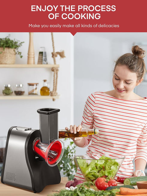 Electric Cheese Grater, 150W Cheese Shredder for Home Kitchen Use, One-Touch Control Slicer