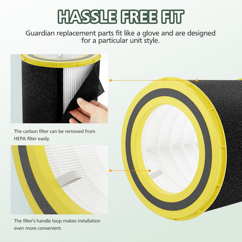 FLT4700 HEPA Filter M Replacement for G-Guardian AC4700, 2 HEPA + 4 Activated Carbon Filters (2+4)