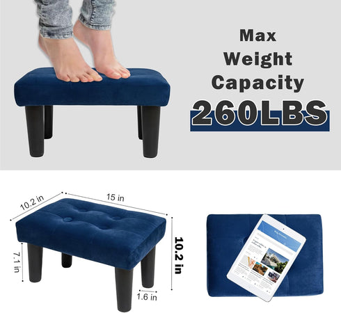 CAROLMADE Ottoman Foot Rest, Velvet Small Ottoman Foot Stool with Legs Modern Footstool Ottomans for Living Room