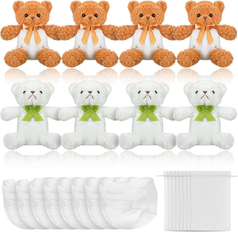 Seenelling 8 Sets Bear Blindfolded Diaper Changing Coed Baby Shower Games Kit Baby
