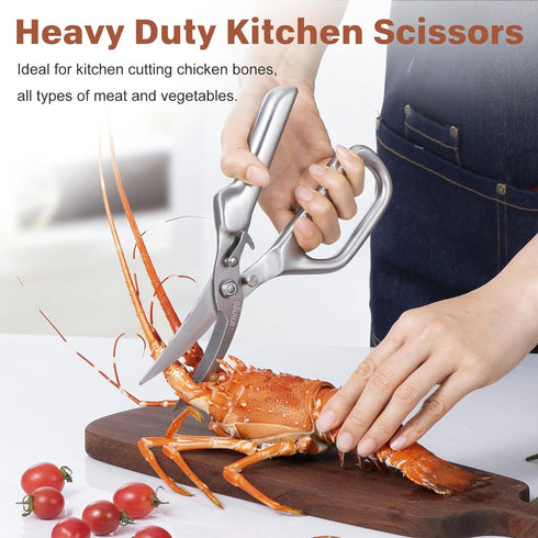LIVINGO Kitchen Scissors - Heavy Duty Poultry Shears Sharp Cutting Food Chicken Bone Meat Vegetable for Cooking